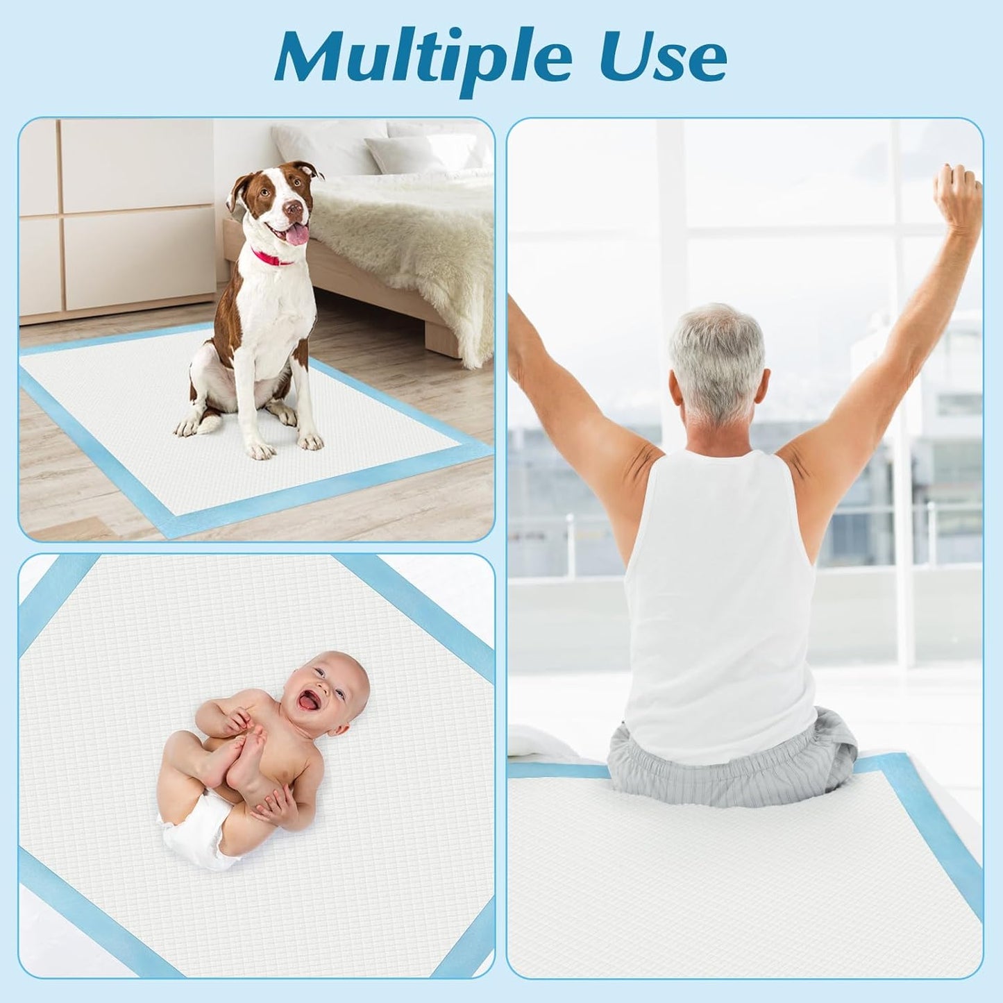 Wowflash Super Absorbency Disposable Leakproof Underpads with Quick Drying for Baby, Adults, Puppy, Dog Bed Pee Pads, Extra Large, XXL Incontinence Pads, 30?x 36? 50 Count