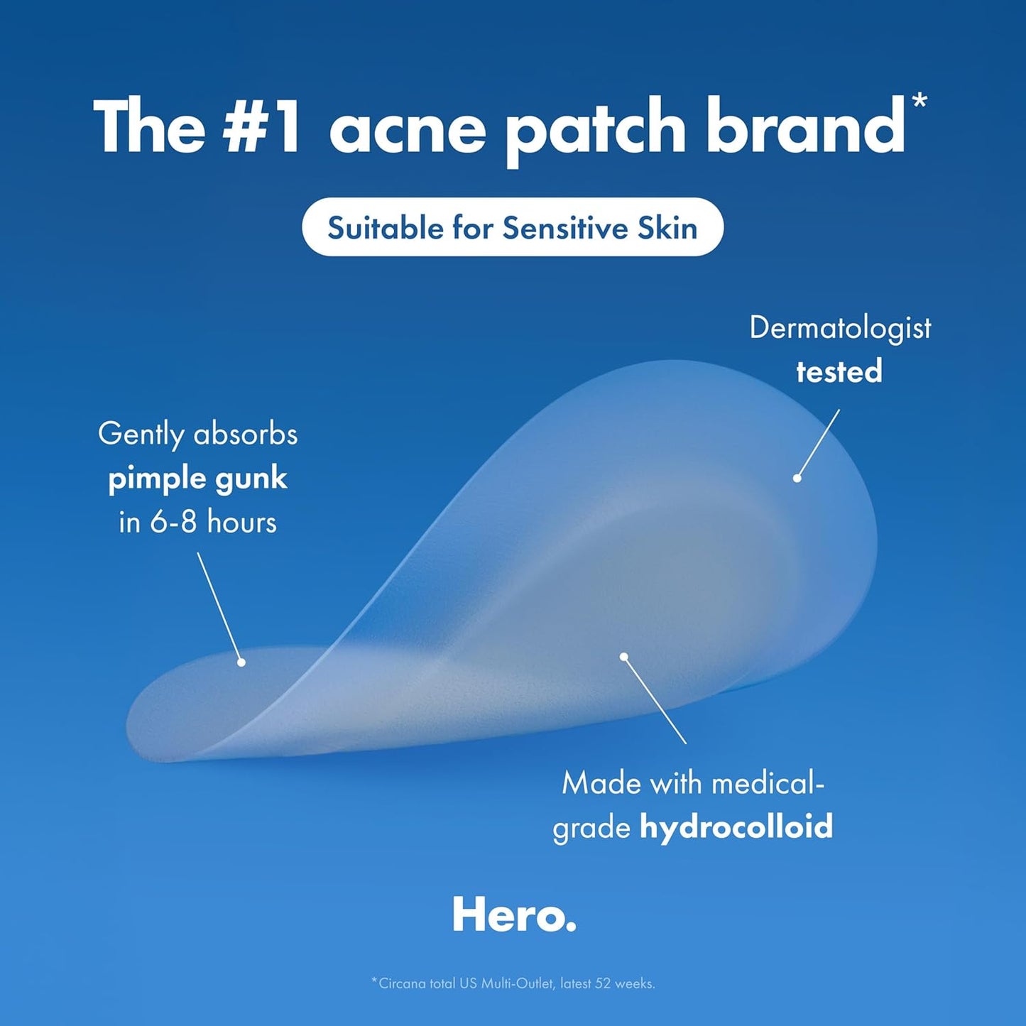 Mighty Patch?Invisible+ Patch ?The Barely-There Daytime Hydrocolloid Acne Pimple Patch for Covering Zits and Blemishes, Tapered Edges Designed to Blend Into Skin (72ct)