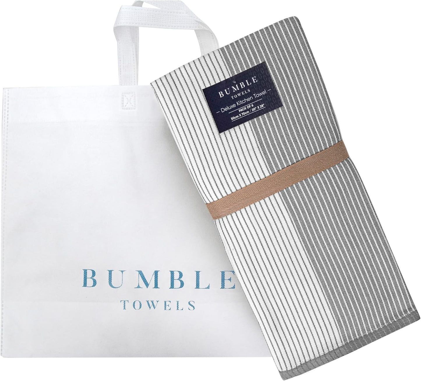 Premium Kitchen Towels (20? 28? 6 Pack) | Large Cotton Dish Towels | Flat & Terry Highly Absorbent Kitchen Linen Set with Hanging Loop | Gray