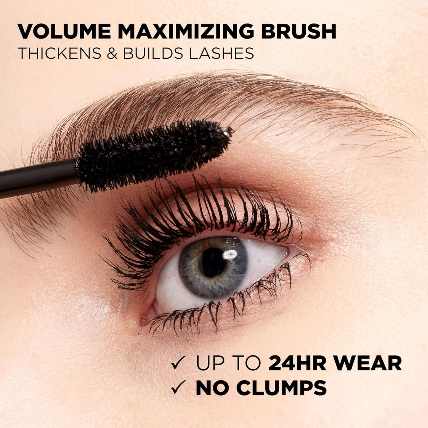 L?real Paris Original Voluminous Mascara, Building Mascara Volume and Length Formula, Washable, Blackest Black, 0.26 Fl Oz., 1 Count