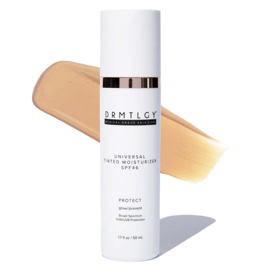 DRMTLGY Universal Tinted Moisturizer SPF 46 ?Hydrating Dewy Tinted Sunscreen for Face with Zinc Oxide & Octinoxate ?Niacinamide & Hyaluronic Acid ?Broad Spectrum Lightweight Daily SPF, 1.7 oz