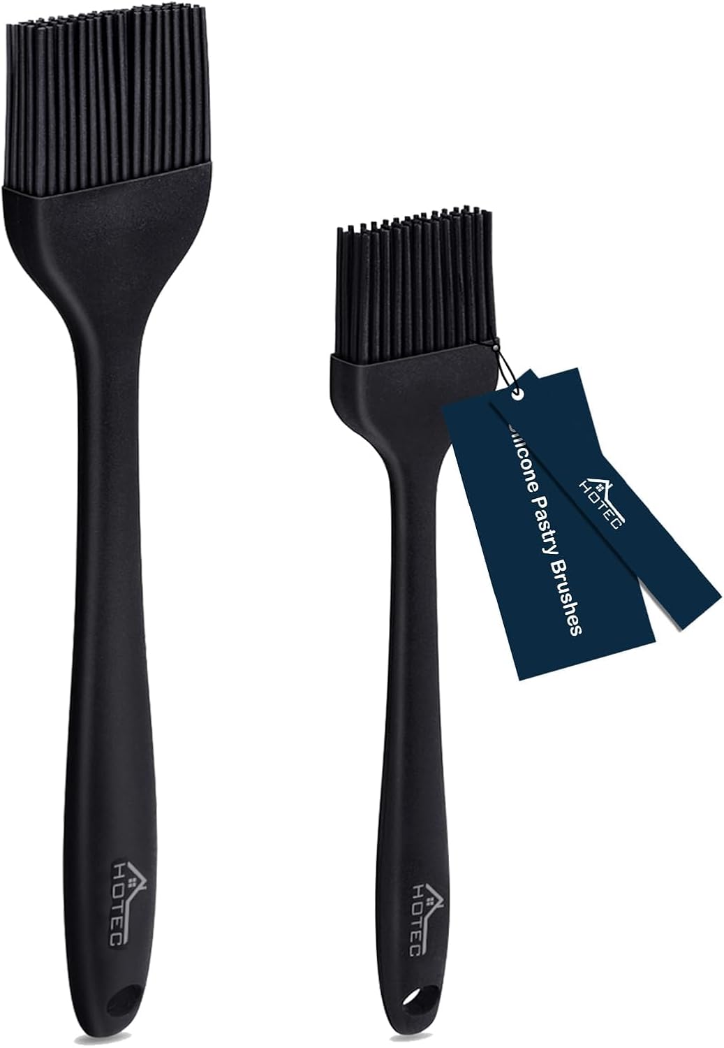 HOTEC 600? Heat Resistasnt Basting Brushes, BPA Free Silicone Pastry Brush, Spread Oil Butter Sauce Marinades for BBQ Grill Barbecue Baking Kitchen Cooking Dishwasher Safe (Black 2)