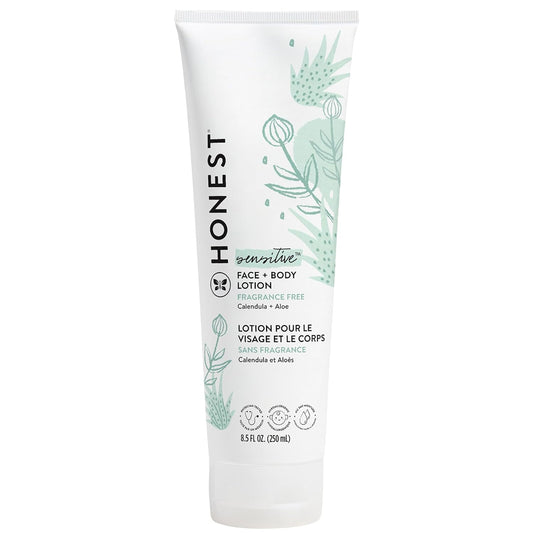 The Honest Company Hydrating Face and Body Lotion, Fast Absorbing, Naturally Derived, Hypoallergenic, Fragrance-Free, Sensitive, 8.5 fl oz