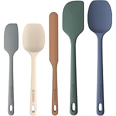 ChefAide 5 Pieces Silicone Spatula Set, Food Grade Rubber Spatula, Upgrade Strong Handle with Ergonomic Grip, Heat Resistant Up to 600? for Nonstick Cookware, Cooking