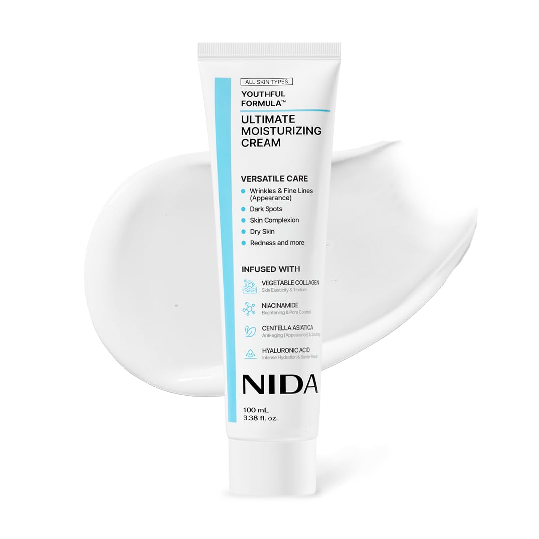 NIDA Youthful Formula?Ultimate Moisturizing Cream | Centella Asiatica, Niacinamide, Hyaluronic Acid, Collagen | Wrinkles, Fine Lines, Dark Spots, Dry Skin, Redness | 3.38 fl. oz., 100ml (New Formula)