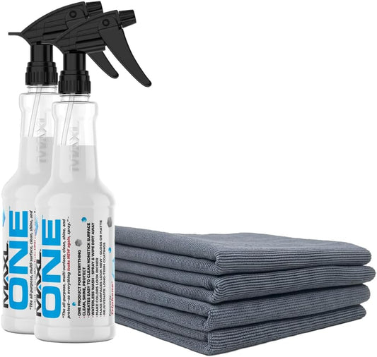 MAXLONE ?Car Spray with Triphene?Technology, Quick Spray & Wipe All Purpose Waterless Detailer - Clean, Shine, Protect Paint, Glass, Wheels, Trim Without Pre-Washing (2, 20oz w 4 Micro Fiber Cloth)