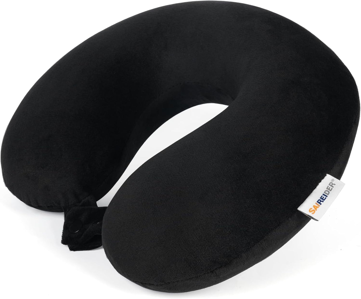 SAIREIDER Travel Pillow 100% Pure Memory Foam Travel Neck Pillow, Airplane Pillow for Traveling?Car?Home?Office,Washable Cover(Black)