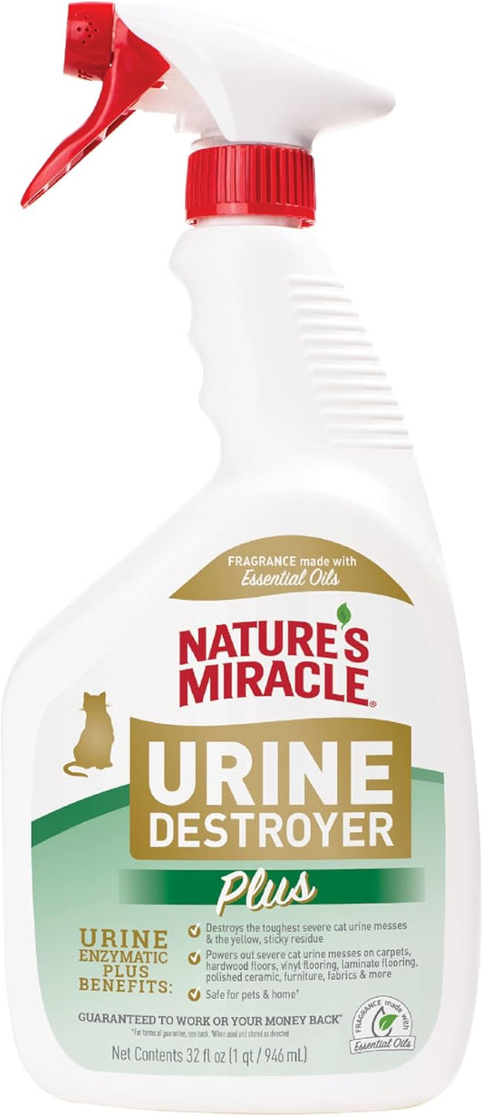 Nature? Miracle Urine Destroyer Plus Cat, 32 Ounces,Unscented, Enzymatic Formula, Ready-to-Use