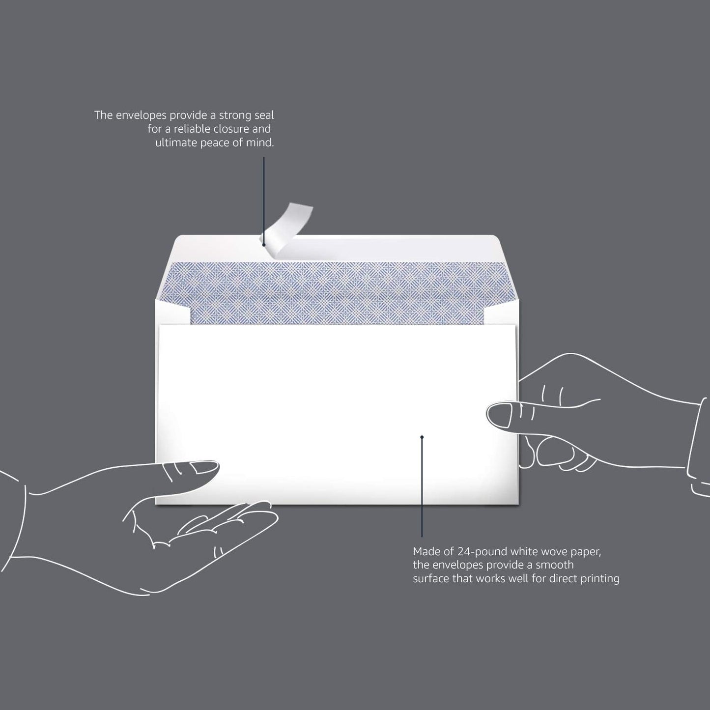 Amazon Basics #6 3/4 Security-Tinted Self-Seal Envelopes for Home & Office, White, 100-Pack