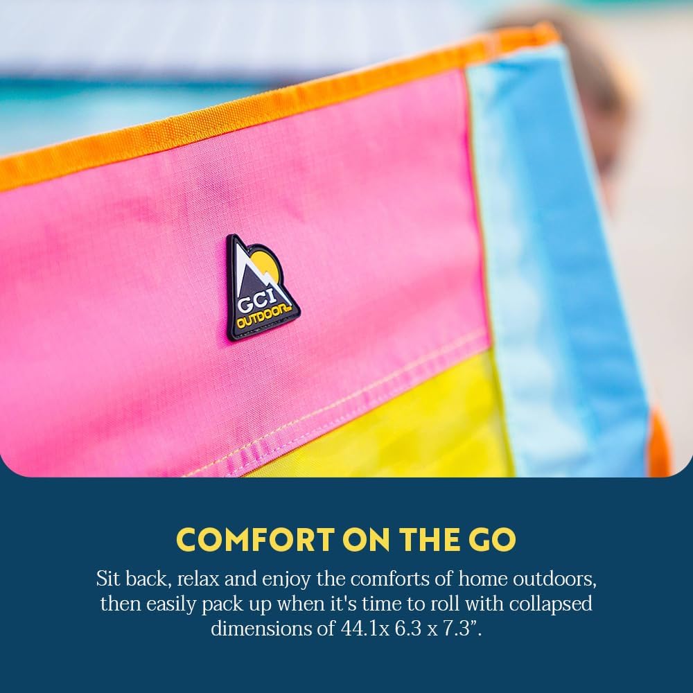 GCI Outdoor Comfort Pro Rocker Camping Chair | Portable Folding Rocking Chair with Durable Armrests & Drink Holder ?Sweet Tea
