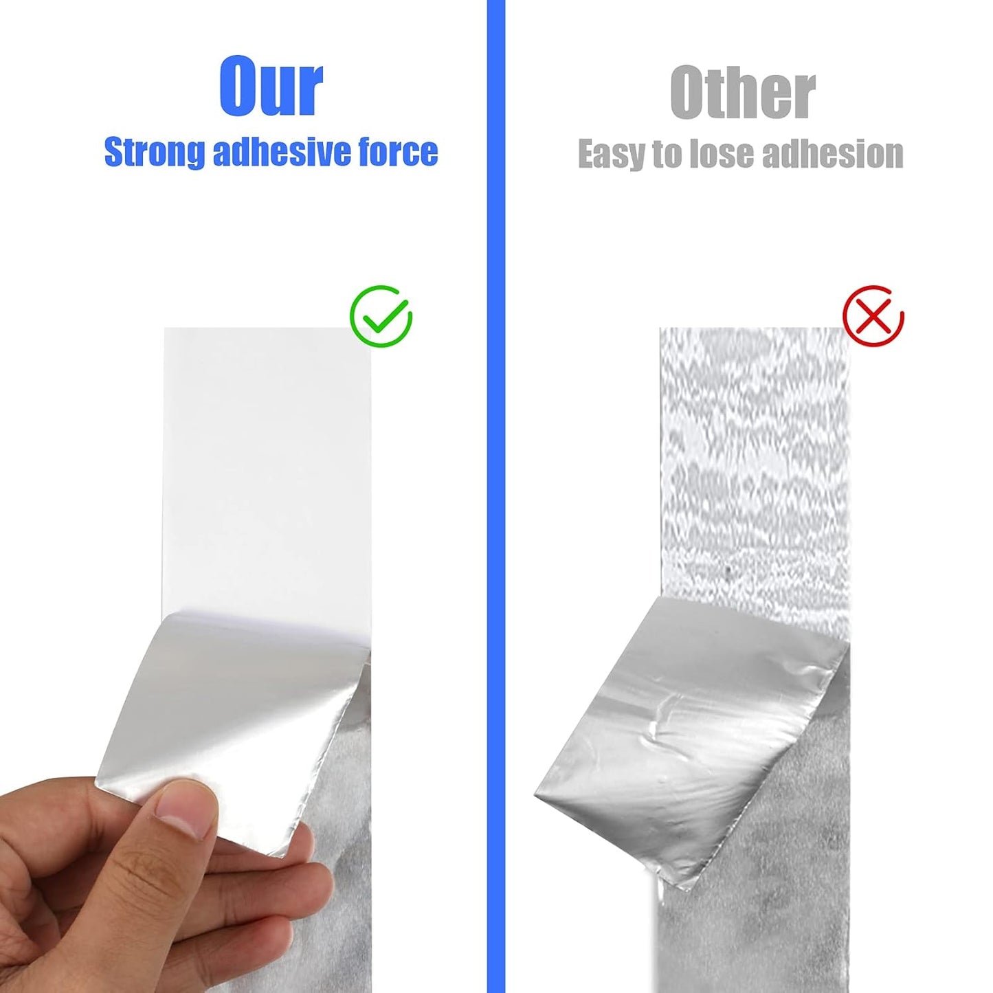 Romeda Aluminum Foil Tape, 2 inch x 65 Feet Foil Tape (3.9 mil), Silver Insulation Adhesive Metal Tape, High Temperature Heavy Duty HVAC Tapes for Ductwork, Dryer Vent, HVAC