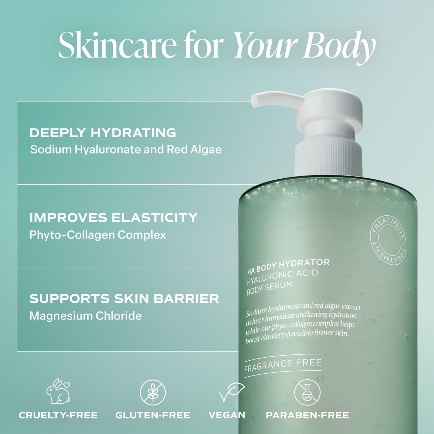 Saltair Hyaluronic Acid Body Serum ?Hydrating Body Lotion for Smoother Looking Skin ?Sheer Gel Moisturizer with Sodium Hyaluronate & Red Algae ?Fragrance-Free HA Hydrator ?13oz Pump Bottle