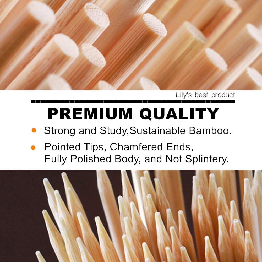 HOPELF 6" Natural Bamboo Skewers for BBQ,Appetiser,Fruit,Cocktail,Kabob,Chocolate Fountain,Grilling,Barbecue,Kitchen,Crafting and Party. F=4mm, More Size Choices 8"/10"/12"/14"/16"/30"(100 PCS)