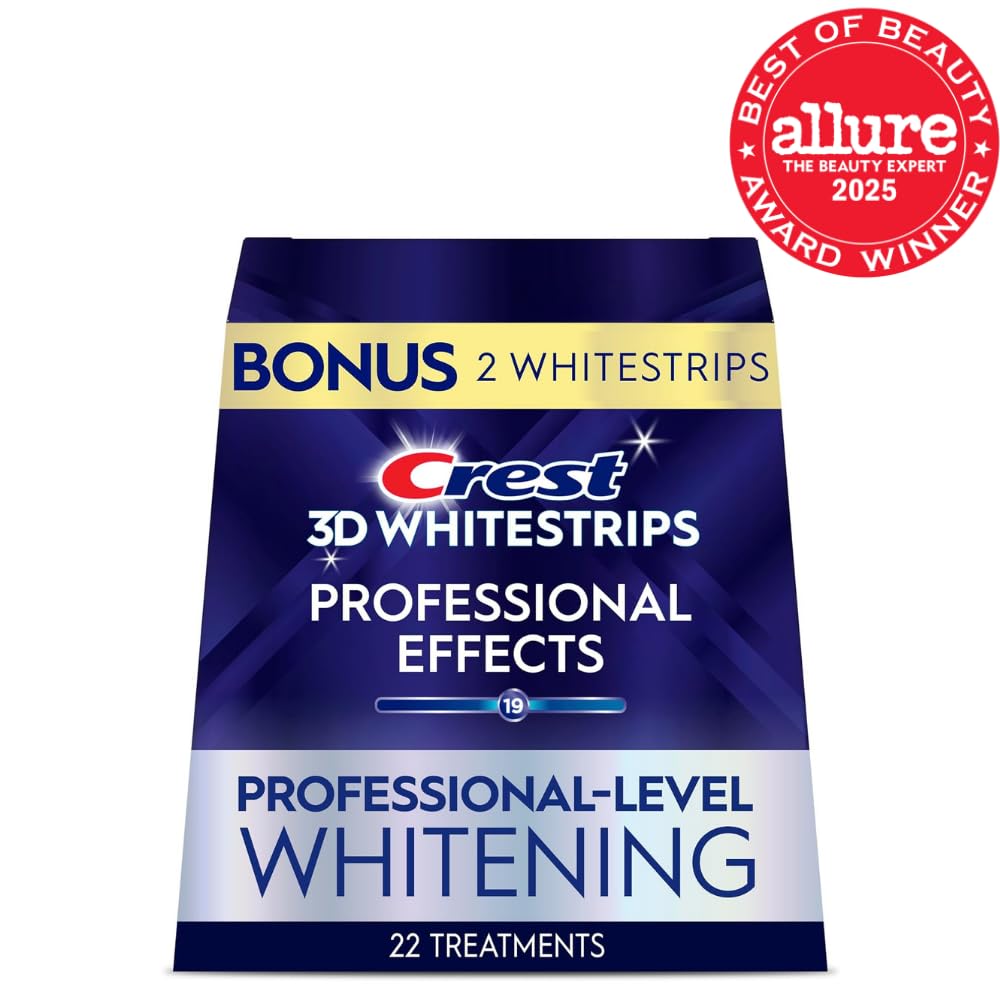 Crest 3D Whitestrips Professional Effects ?Teeth Whitening Kit, 22 Treatments (20 + 2 Bonus), Each with 1 Upper/1Lower, 44 Strips ?Crest 3DWhite Teeth Whitening Strips