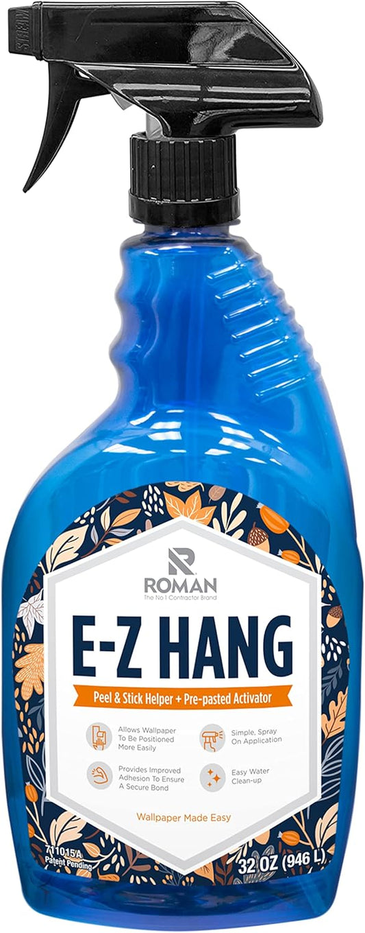 Roman? E-Z Hang Peel & Stick Wallpaper Helper, Clear, Non-Staining, 32 Fluid Ounces