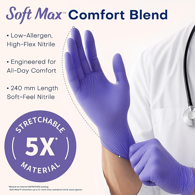 Supmedic Medical Soft Max?Nitrile Disposable Gloves, 100 Ct Latex-Free Powder-Free Food Safe Cooking Cleaning Lab Exam Glove