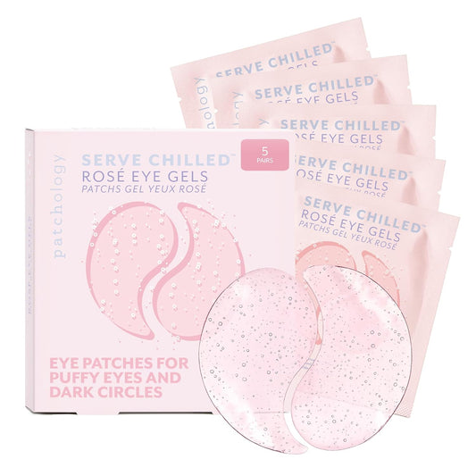 Patchology Serve Chilled Ros?Hydrating Under Eye Patches ?Hyaluronic Acid & Antioxidant-Infused Eye Masks to Reduce Dark Circles, Puffiness & Fine Lines - Ideal Skincare Essentials (5 Pairs)