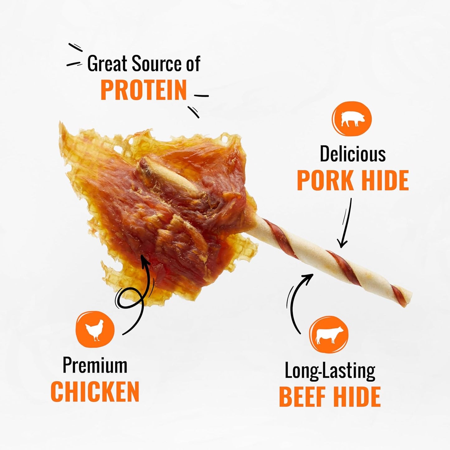 Good ??Fun Triple Flavor Wings Chews for All Dogs, 12 Ounces, Treat Your Dog to Long-Lasting Chews Made from Chicken, Pork Hide and Beef Hide