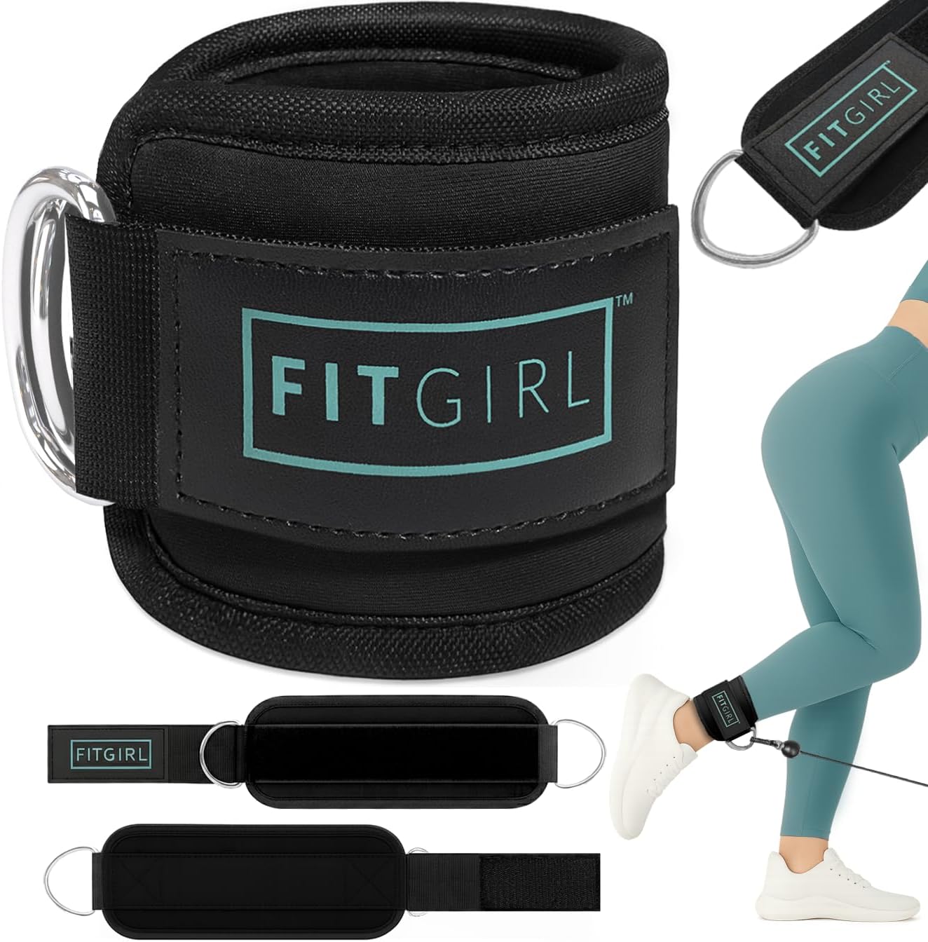 FITGIRL Ankle Strap for Cable Machine ?Premium Padding and Comfort for Cable Exercise Machines, Cable Exercise Attachment for Home & Gym, Glute Workouts - Kickbacks, Leg Extensions, Hip Abductors