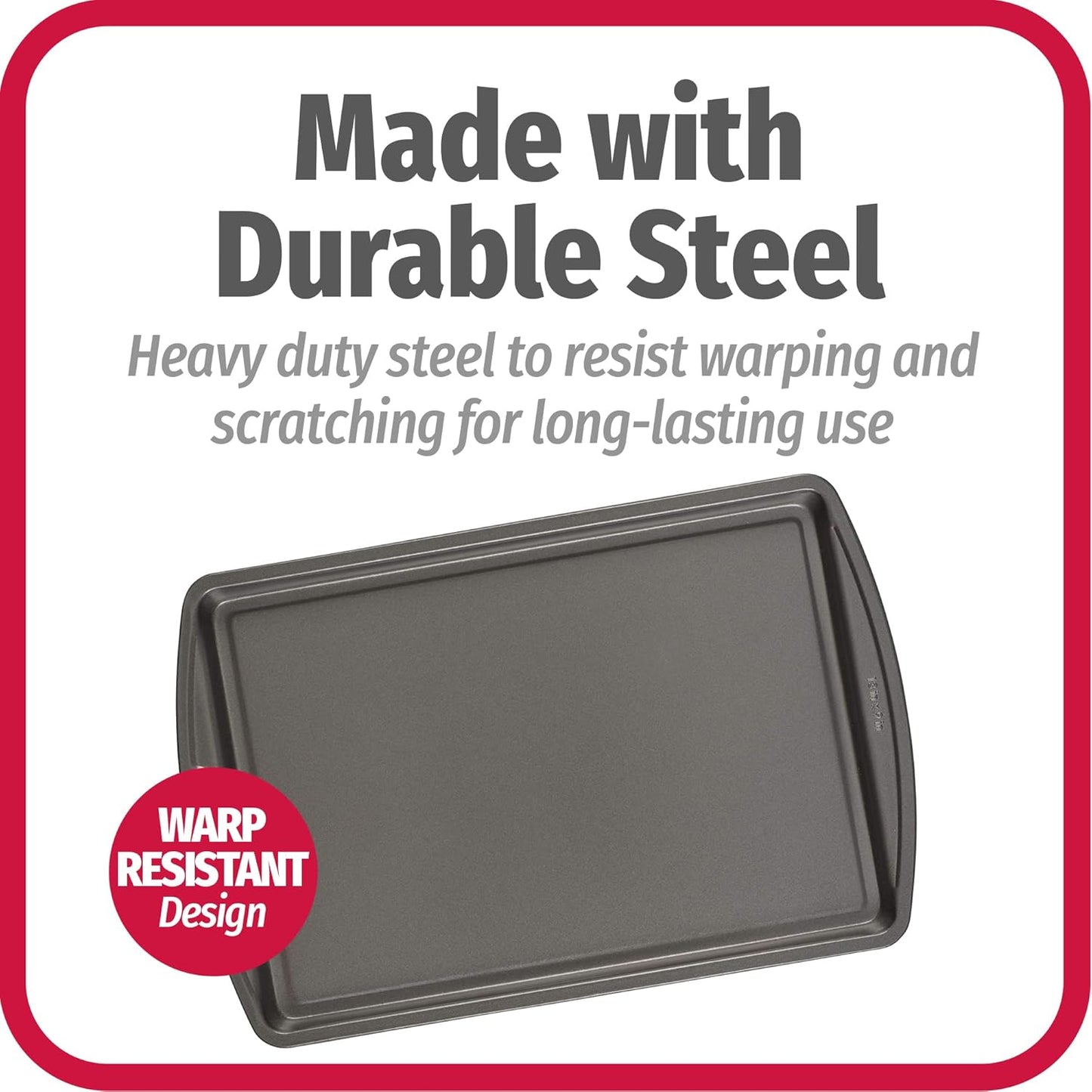 GoodCook Everyday Nonstick Carbon Steel 13?x 9?Baking Sheet Set, 3 Pack ?Standard-Sized Carbon Steel Cooking Pans, Bakeware Set, Cookie Sheets for Baking, Oven Pan Set