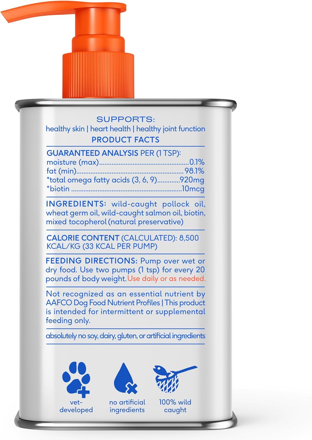 Native Pet Omega 3 Fish Oil for Dogs & Cats ?Wild Alaskan Salmon Oil for Dogs Skin and Coat, Supports Joints, Heart & Shedding ?Fast-Absorbing Omega 3 6 9 Liquid Supplement ?8oz