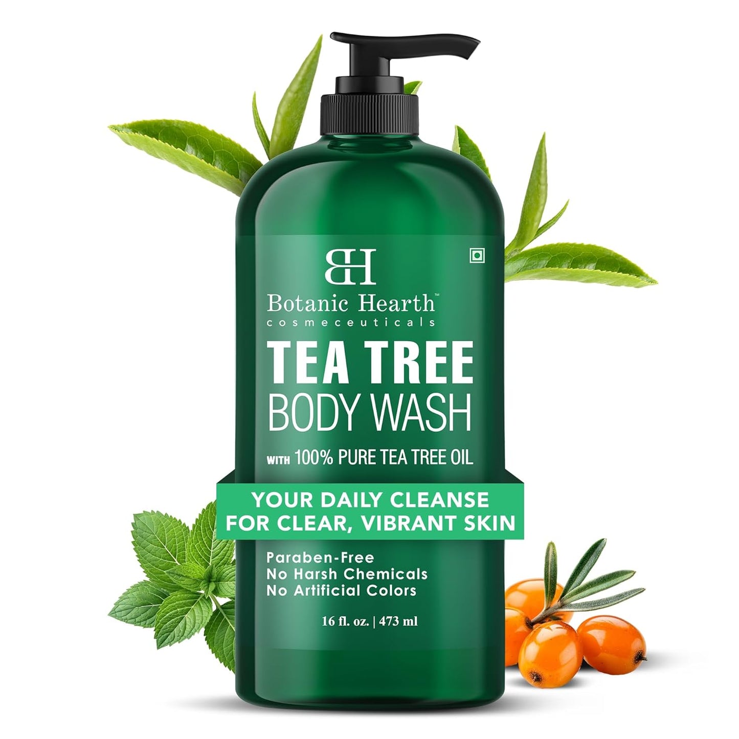 Botanic Hearth Tea Tree Body Wash -16 fl oz- All-Natural Antifungal & Odor-Control Shower Gel for Acne, Athlete? Foot, Ringworm, Jock Itch & Healthy Skin,Sulfate & Paraben Free, for Men and Women