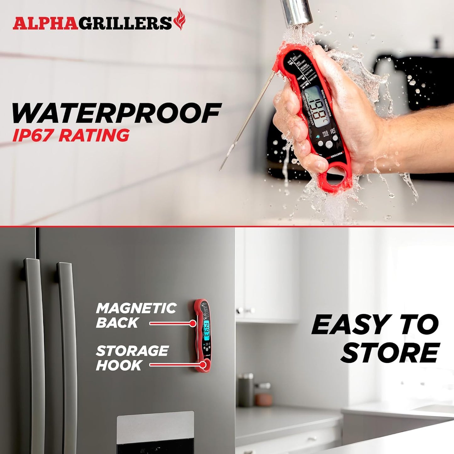Alpha Grillers Meat Thermometer Digital ?Instant Read Food Thermometer for Cooking & Grilling ?Professional Kitchen Gifts for Men, Dad & Mom