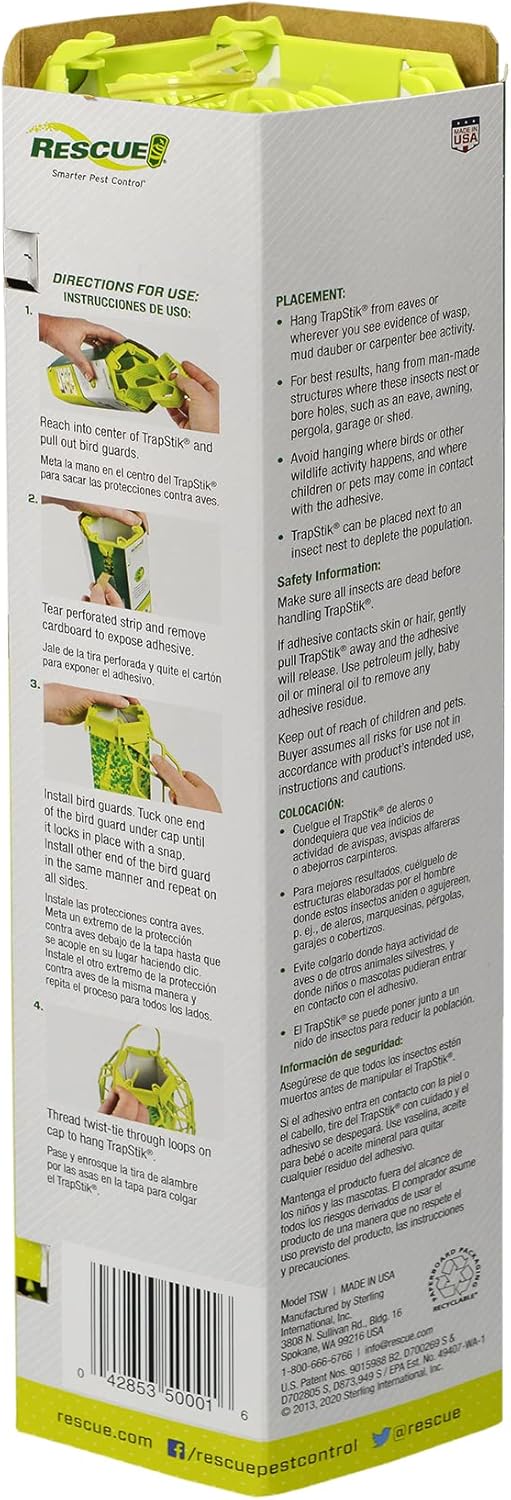 RESCUE! VisiLure?TrapStik for Wasps, Mud Daubers, Carpenter Bees ?2 Pack