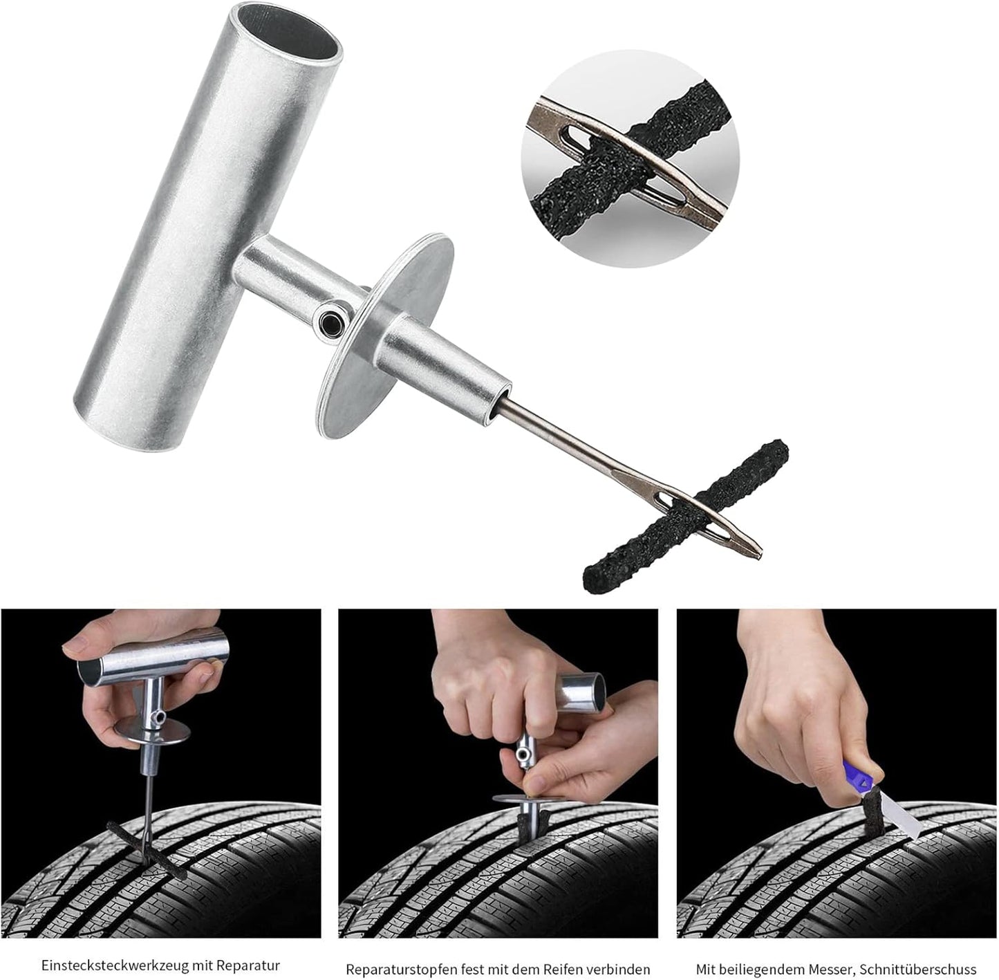 AUTOWN Tire Repair Kit - 68pcs Heavy Duty Tire Plug Kit, Universal Tire Repair Tools to Fix Punctures and Plug Flats Patch Kit for car Motorcycle, Truck, ARB,ATV, Tractor, RV, SUV, Trailer