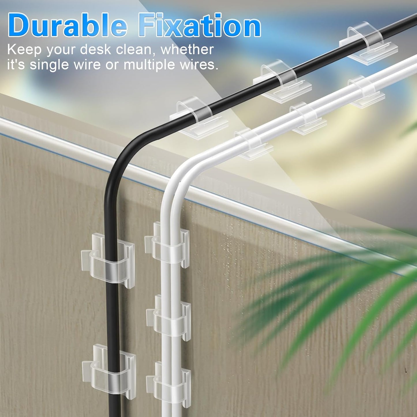 60 PCS XHF 5/8?Adhesive Cable Wire Clips Clear, Outdoor Christmas Light Clips, Cable Staples Cable Management Wire Organizer Cord Holder for Under Desk, Car, Wall, TV PC Ethernet Cable