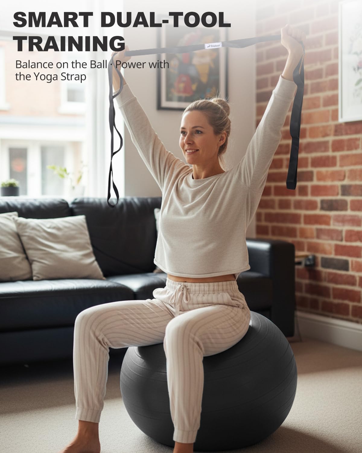 Trideer Exercise Ball for Yoga, Pilates & Fitness ?Stability Ball Equipment for Home Gym & Office Chair, Core & Balance Training Accessories, Physical Therapy Equipment, Quick Pump Included, 5 Sizes