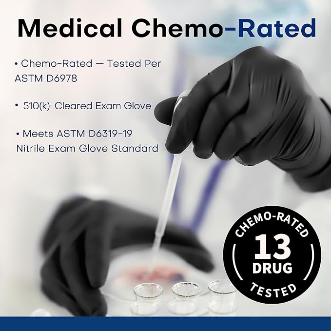 Supmedic Medical Soft Max?Black Nitrile Disposable Gloves, 100 Pcs, Latex-Free & Powder-Free Food Safe Food Prep Exam Gloves