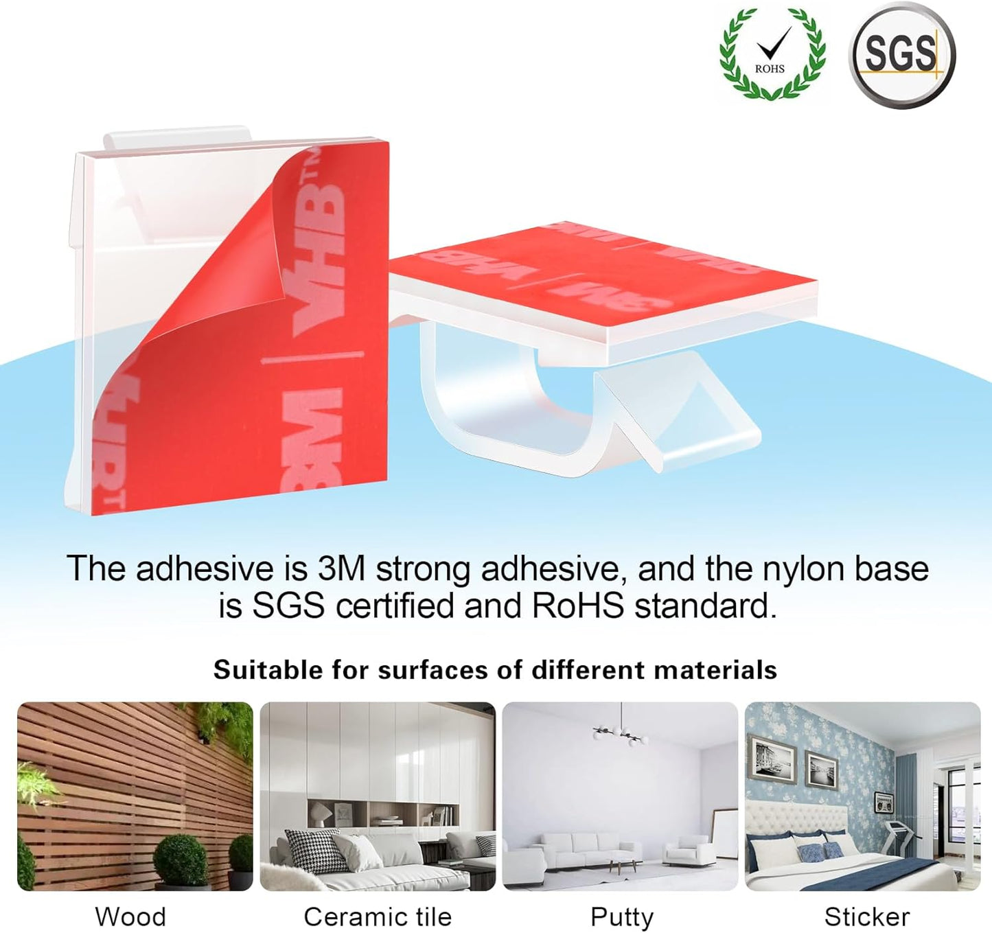 60 PCS XHF 5/8?Adhesive Cable Wire Clips Clear, Outdoor Christmas Light Clips, Cable Staples Cable Management Wire Organizer Cord Holder for Under Desk, Car, Wall, TV PC Ethernet Cable