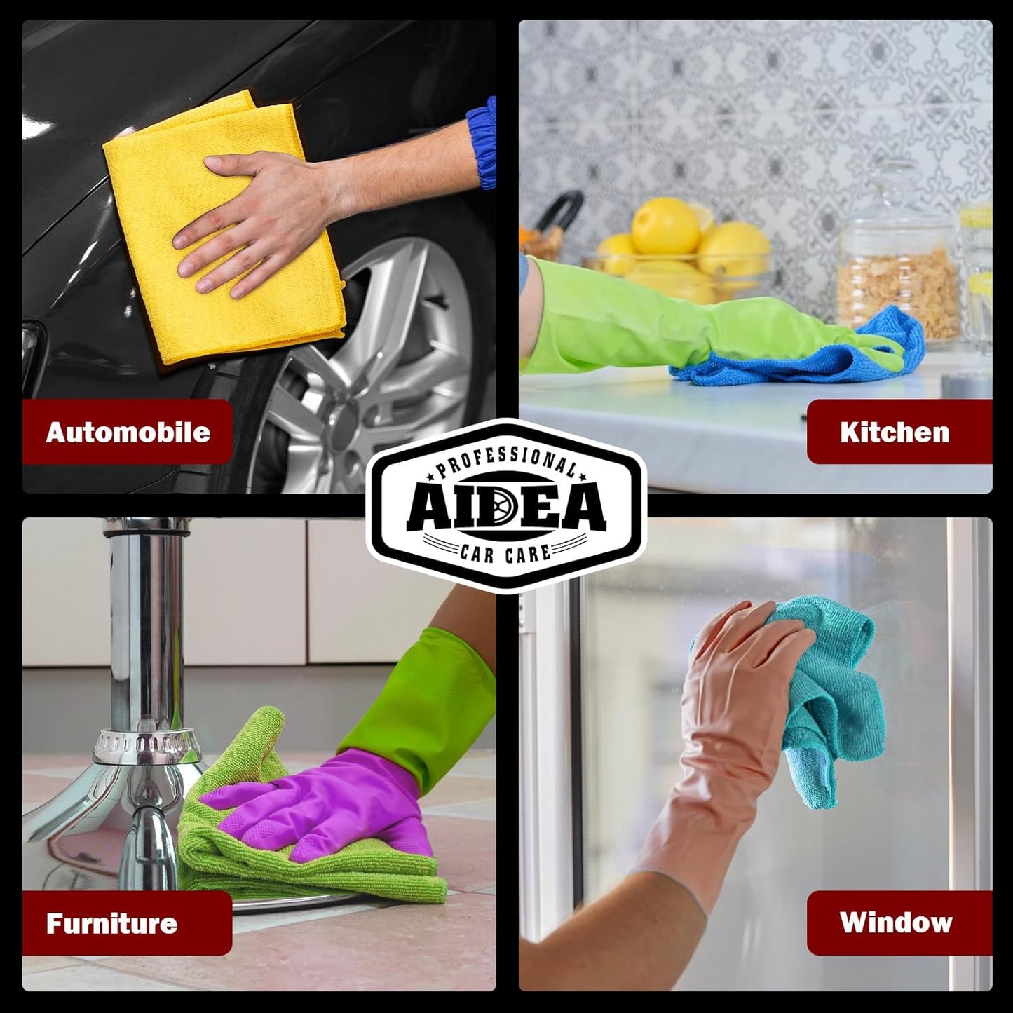 AIDEA Microfiber Cleaning Cloth, 50PK, Microfiber Towels for Cars, Premium Wash Cloths, Dusting Cloth Cleaning Rags, Absorbent Towels for SUVs, House, Kitchen, Window, Cleaning Supplies12?2"