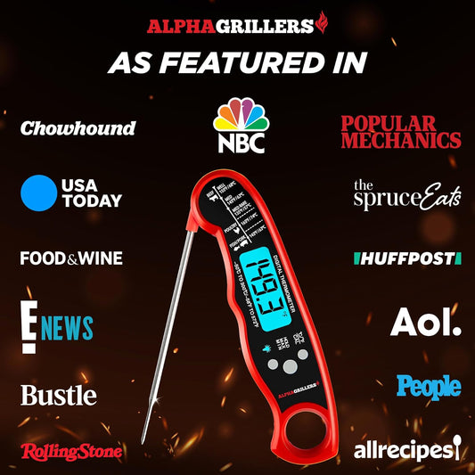 Alpha Grillers Meat Thermometer Digital ?Instant Read Food Thermometer for Cooking & Grilling ?Professional Kitchen Gifts for Men, Dad & Mom