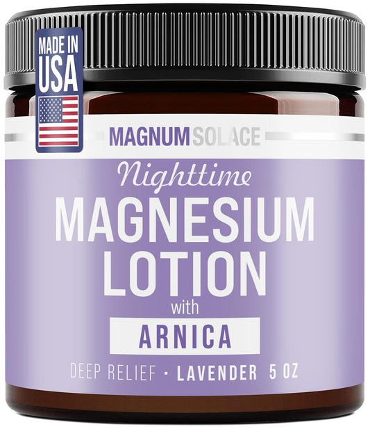 Magnum Solace Nighttime Magnesium Lotion with Arnica ?Highly Concentrated Magnesium for Muscles & Joints ?Apply to Legs or Feet Before Bed ?Skin-Friendly