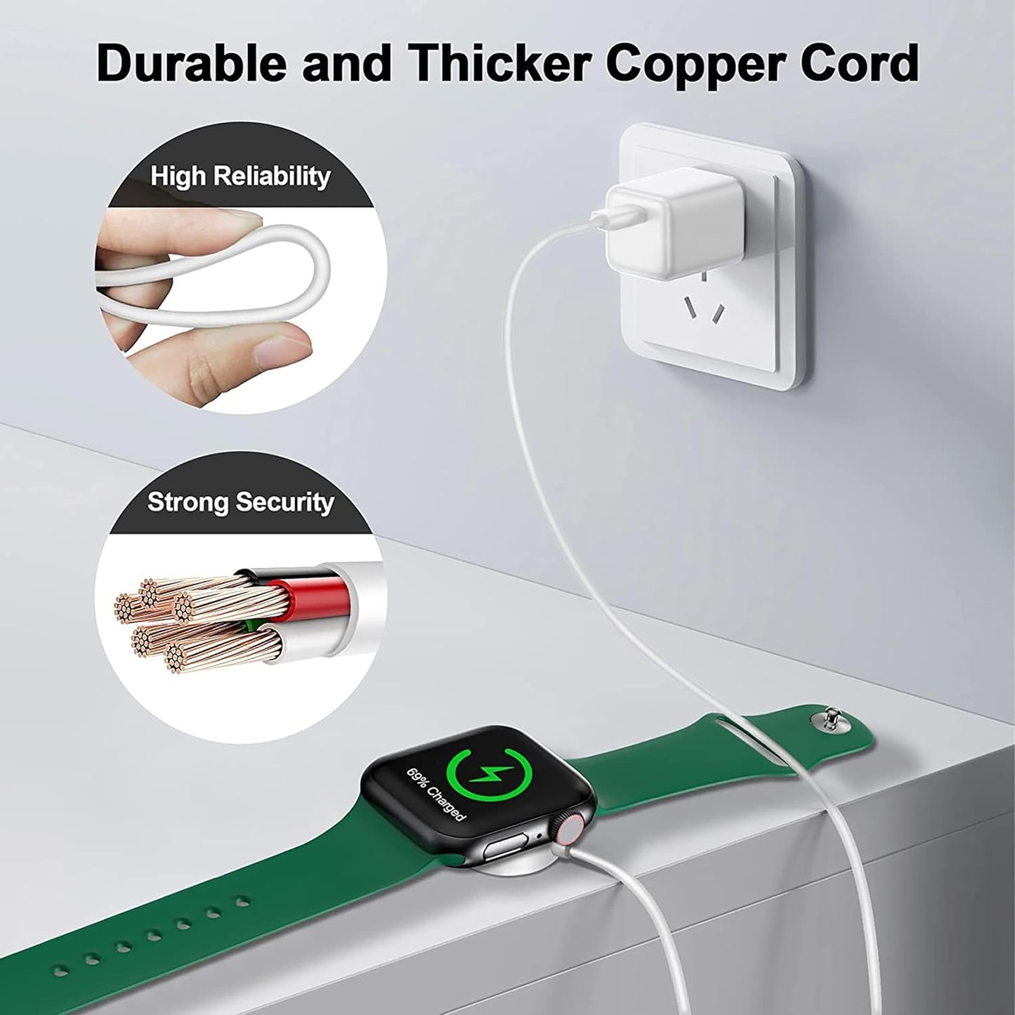 ???????? ???????????????? Magnetic Charging Cable for Apple Watch Charger,[USB C Port] Wireless Charging Cable Compatible with iWatch Series Ultra/10/9/8/7/6/SE/SE2/5/4/3/2[3.3FT/1M]-White