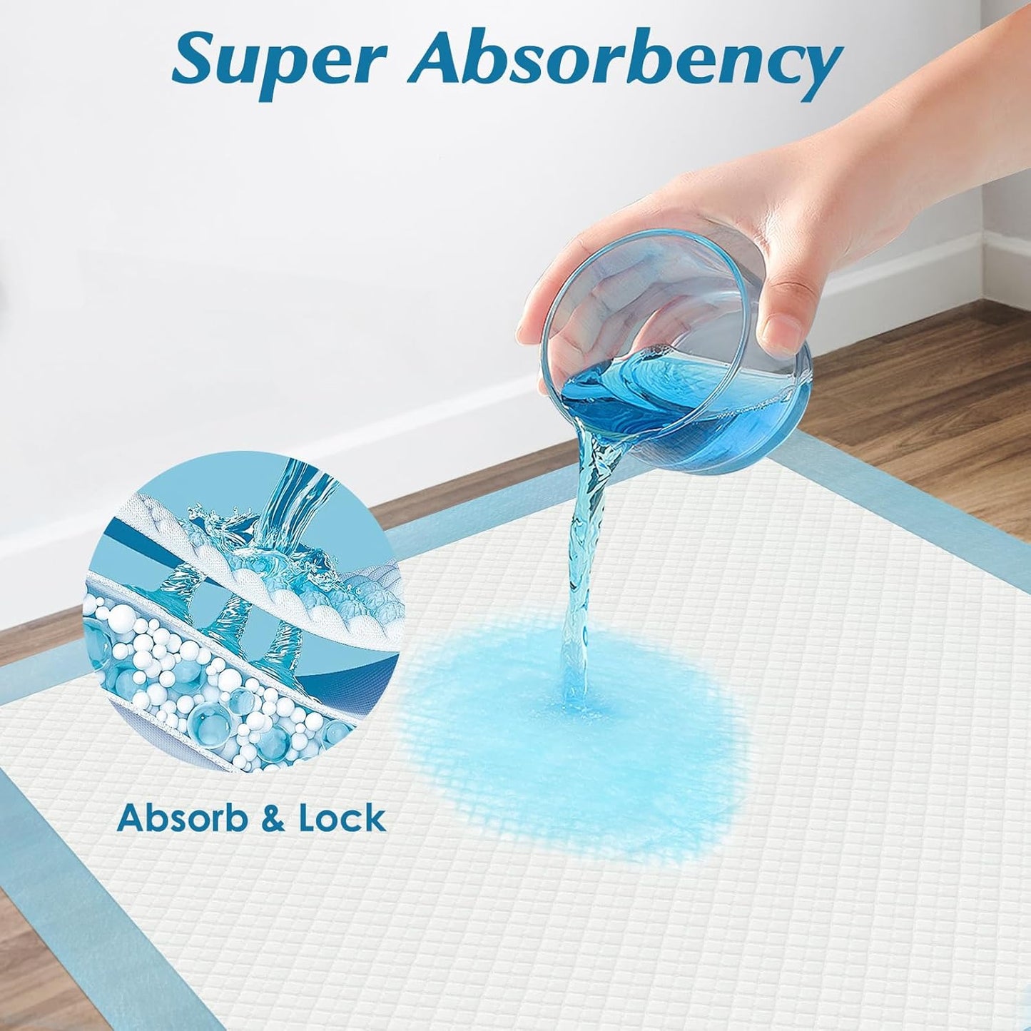 Wowflash Super Absorbency Disposable Leakproof Underpads with Quick Drying for Baby, Adults, Puppy, Dog Bed Pee Pads, Extra Large, XXL Incontinence Pads, 30?x 36? 50 Count