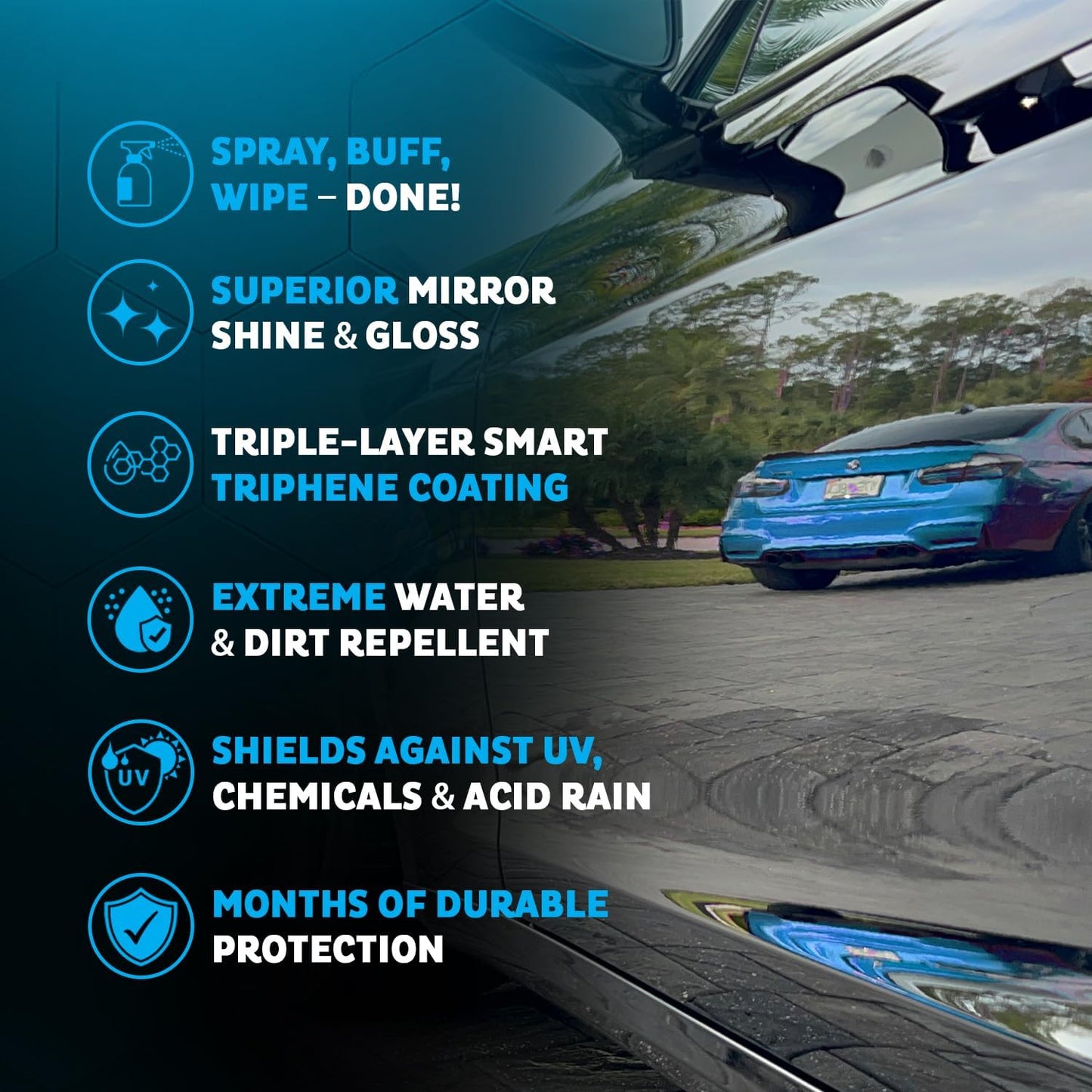 MAXLONE ?Car Spray with Triphene?Technology, Quick Spray & Wipe All Purpose Waterless Detailer - Clean, Shine, Protect Paint, Glass, Wheels, Trim Without Pre-Washing (2, 20oz w 4 Micro Fiber Cloth)