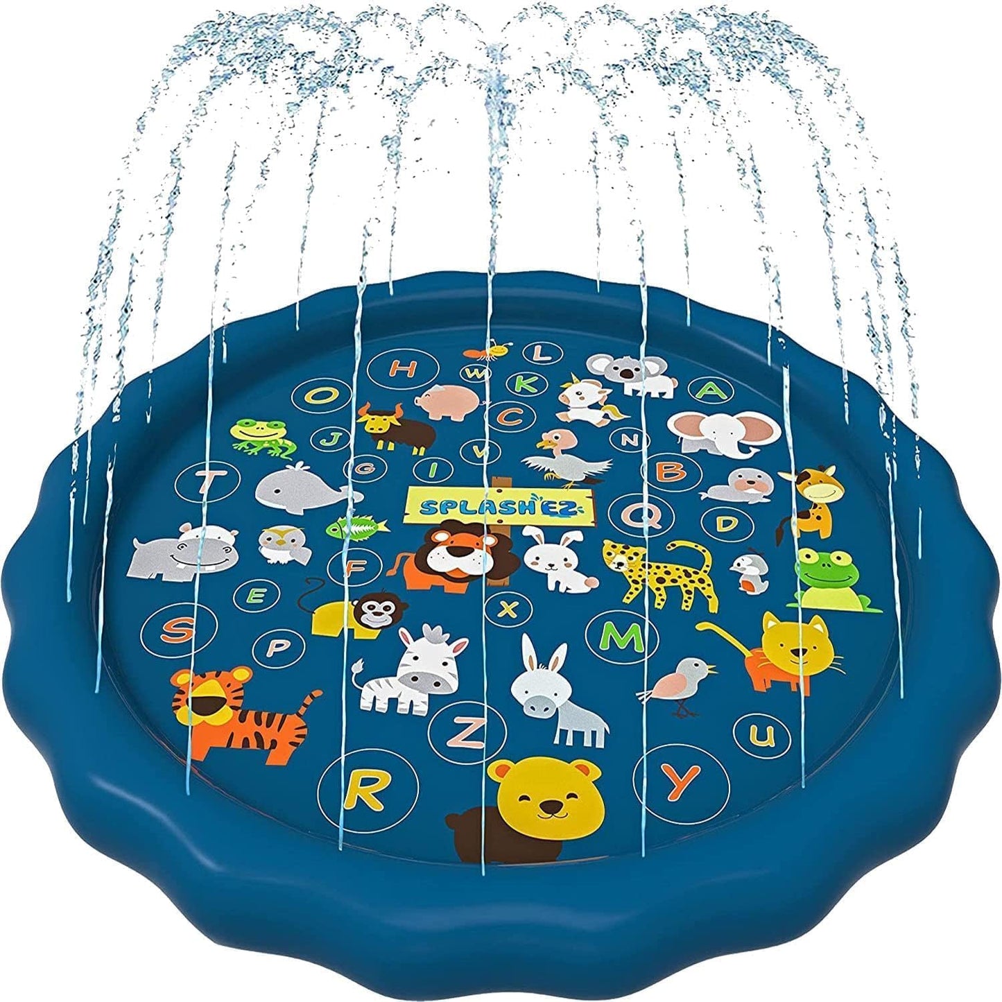 SplashEZ 3-in-1 Splash Pad, Sprinkler for Kids & Baby Pool for Learning ?Toddler Sprinkler Pool, 60? Outside Water Toys ??rom A to Z?Outdoor Play Mat for Babies & Toddlers
