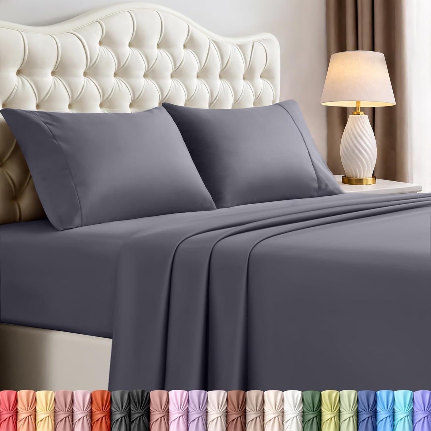 Utopia Bedding Queen Size Sheet Set ?4 Piece Bed Sheets, Soft and Breathable Microfiber, Includes 1 Fitted Sheet, 1 Flat Sheet and 2 Pillowcases ?Oeko Tex (Grey)