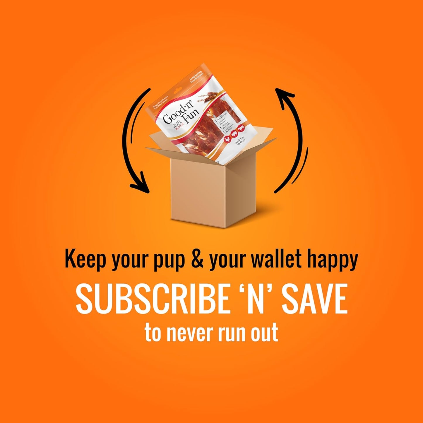 Good ??Fun Triple Flavor Wings Chews for All Dogs, 12 Ounces, Treat Your Dog to Long-Lasting Chews Made from Chicken, Pork Hide and Beef Hide