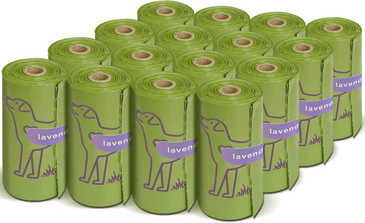 240 Count Lavender Scented 13?x 9?Dog Poop Bags Rolls, Leakproof Strong & Sturdy Waste Bags for Doggie Cat Pet