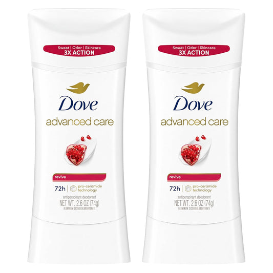 Dove Advanced Care Antiperspirant Deodorant for Women Twin Pack Revive 72 hour sweat and odor protection 2.6 oz (Packaging May Vary)