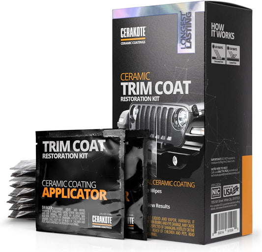 CERAKOTE?Ceramic Trim Coat Kit - Quick Plastic Trim Restorer - Ceramic Coating Guaranteed Restoration to Last Over 200 Washes ?A Ceramic Coating, Not a Dressing