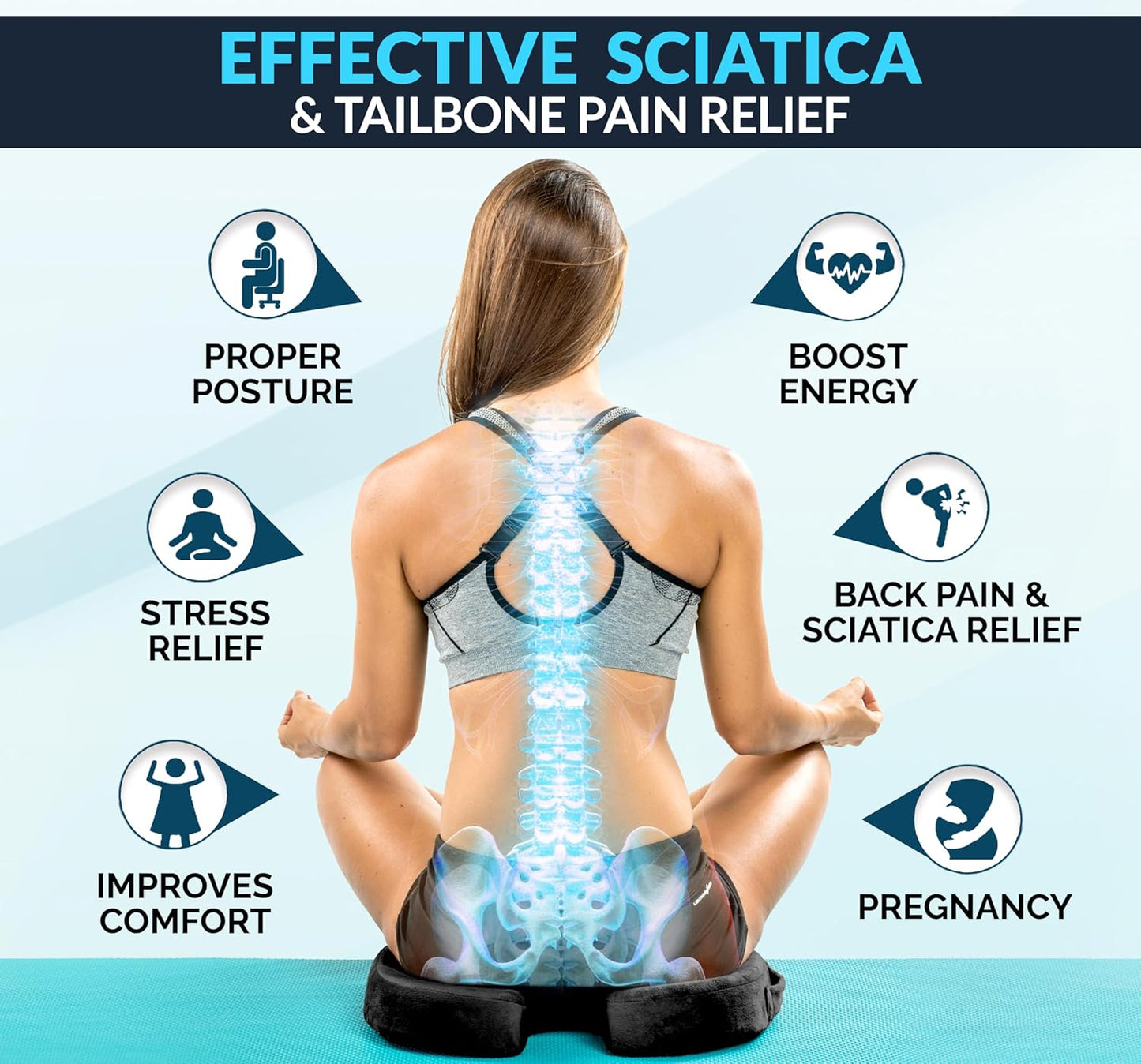 ComfiLife Premium Gel & Memory Foam Seat Cushion ?Doctor Recommended Office Chair Cushion, Car Seat Cushion ?Chair Cushions for Back & Sciatica Pain Relief ?Seat Cushions for Office & Desk (Black)