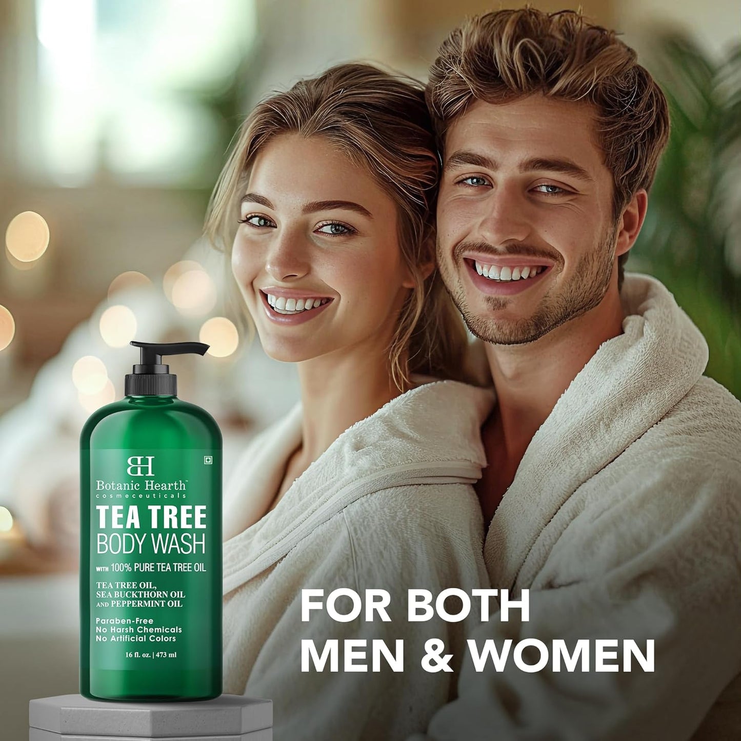 Botanic Hearth Tea Tree Body Wash -16 fl oz- All-Natural Antifungal & Odor-Control Shower Gel for Acne, Athlete? Foot, Ringworm, Jock Itch & Healthy Skin,Sulfate & Paraben Free, for Men and Women