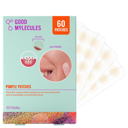 Good Molecules Pimple Patches for Face, 60 Pack ?Ultra-Thin Hydrocolloid Acne & Zit Patches, Invisible Under Makeup, Clinically Tested Acne Spot Treatment
