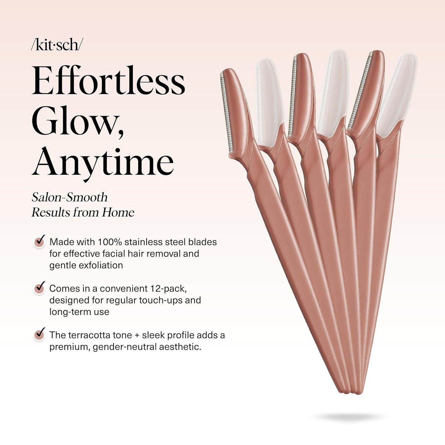 Kitsch Dermaplane Razor for Women Face ?Face Razors for Women & Men, Eye Brow Razors & Face Shaver ?Exfoliating Facial Razor & Dermaplaner as Skin Care Tool for Smoother Skin - Terracotta, 6 pcs