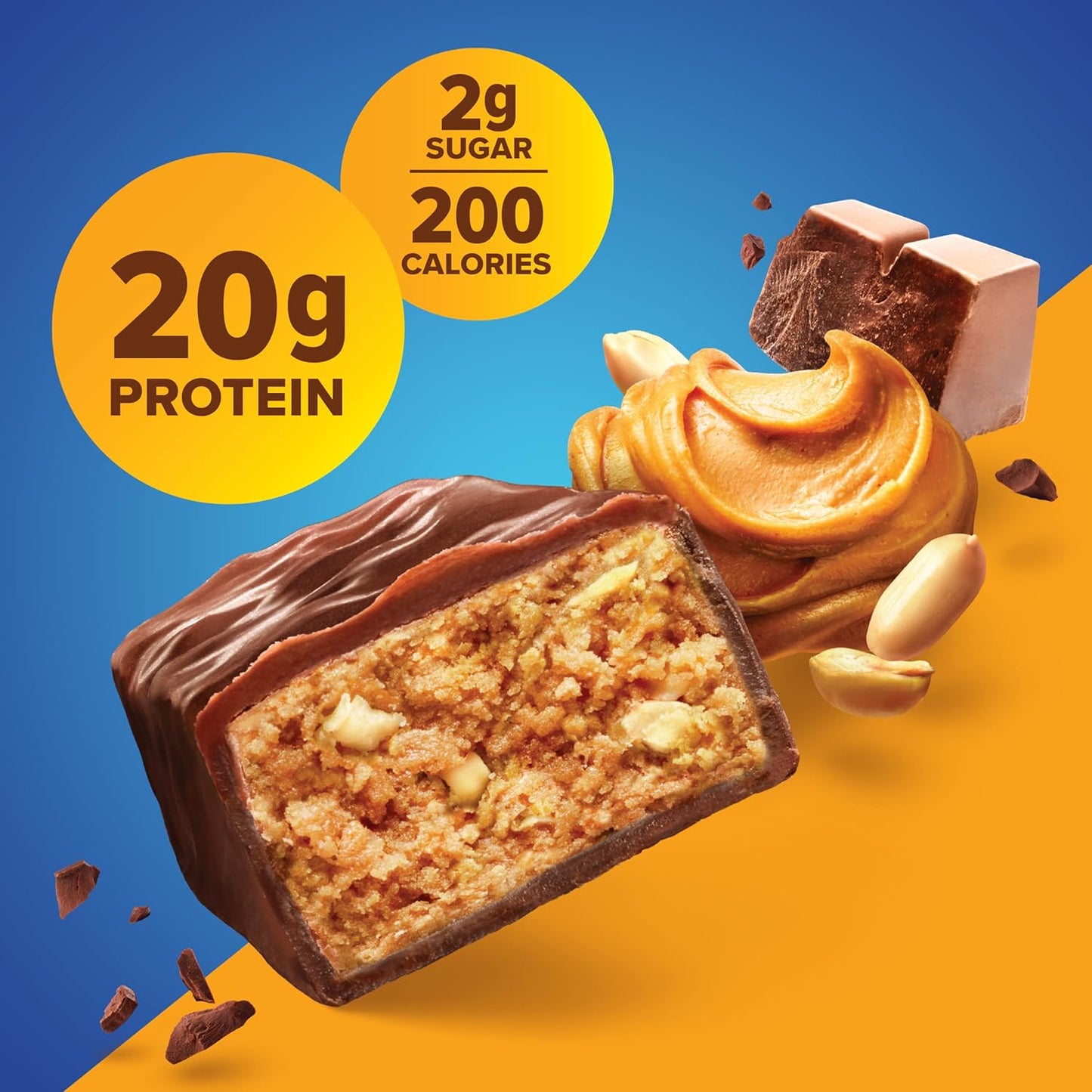 Pure Protein Chocolate Peanut Butter Protein Bars ?20g Protein, 3g Sugar, 190 Calories (12 count) Low Sugar* High Protein Snack - Gluten Free - Perfect for a Healthy Snack